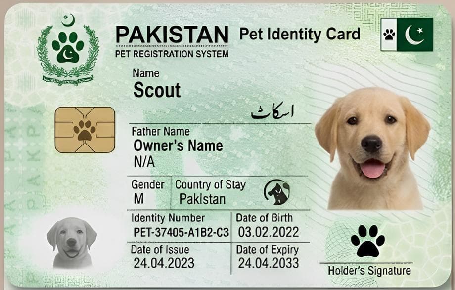 PetNIC pet identity card — front